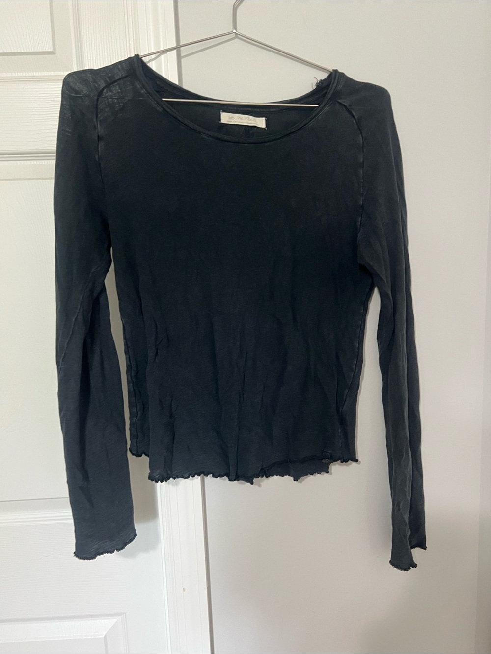 We The Free Black Long-Sleeve Crewneck Top